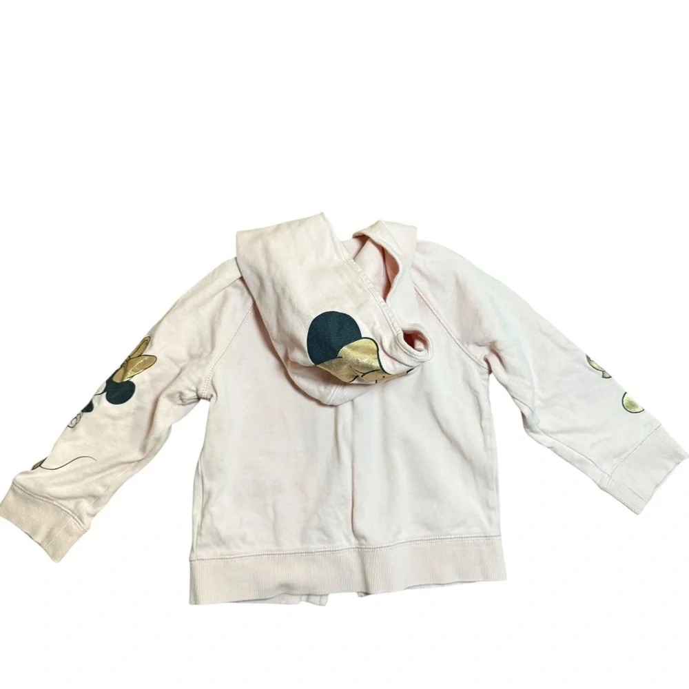 Gap x Disney Baby Pink Zip Up Hoodie Mickey Minnie Gold Logo Size 2T